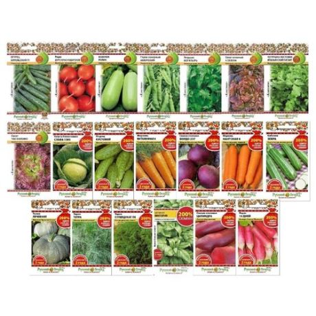 Семена Русский Огород Начинающий дачник Овощи набор из 20 пакетов