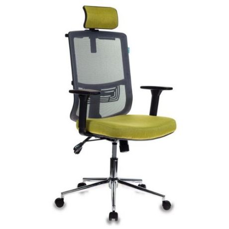 Компьютерное кресло Бюрократ MC-612-H для руководителя, обивка: текстиль, цвет: серый/зеленый
