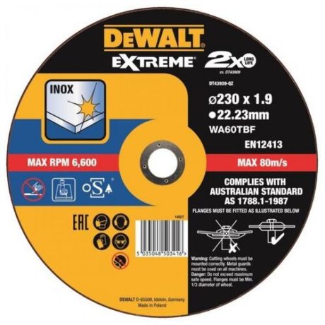 Диск отрезной 230x1.9x22.23 DeWALT Extreme DT43939-QZ 1 шт.