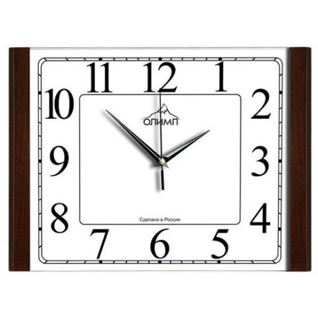 Часы настенные кварцевые ОЛИМП ЕА-016 коричневый/белый