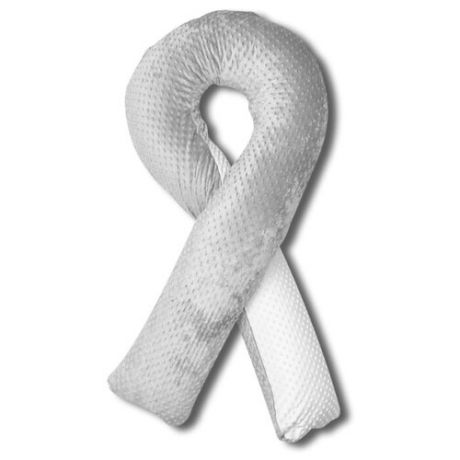 Подушка Body Pillow для беременных U холлофайбер, с наволочкой из плюша белый/серый