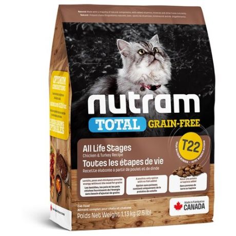 Корм для кошек Nutram беззерновой, с индейкой, с курицей, с уткой 1.13 кг