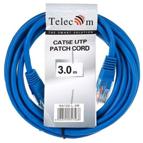 Патч-корд Telecom NA102-L-3M RJ-45 (M) - RJ-45 (M) 3 м CAT5e синий