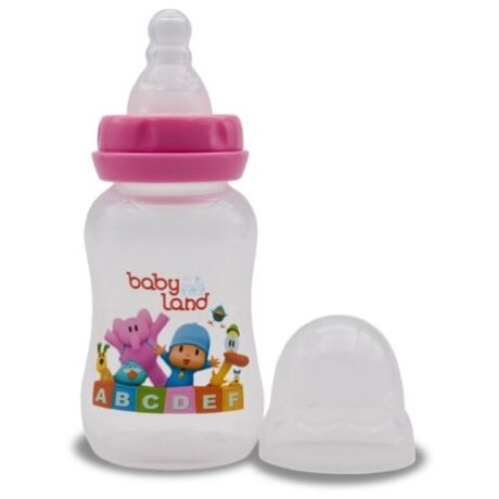 Baby Land Бутылочка с узким горлом, соска классическая, 150 мл с рождения, розовый