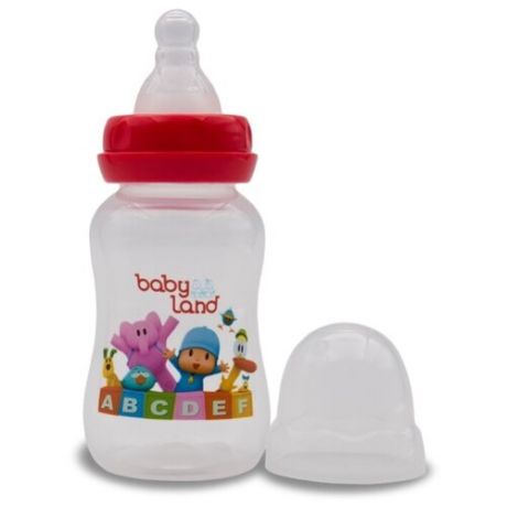 Baby Land Бутылочка с узким горлом, соска классическая, 150 мл с рождения, красный