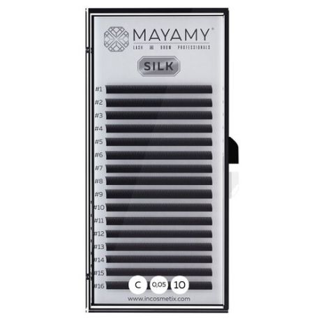 Innovator Cosmetics Ресницы Mayamy Silk 16 линий 10 мм С-изгиб 0.05 мм черный