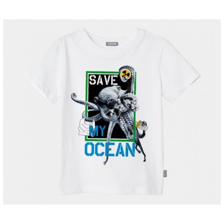 Футболка Gulliver Save My Ocean размер 110, белый