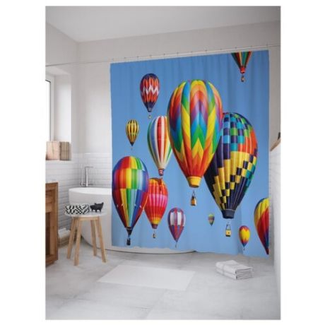 Штора для ванной JoyArty Небо воздушных шаров 180х200 разноцветный