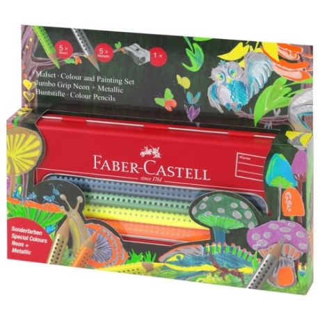 Faber-Castell Карандаши цветные Jumbo Grip Neon+Metallic 10 цветов (110940)