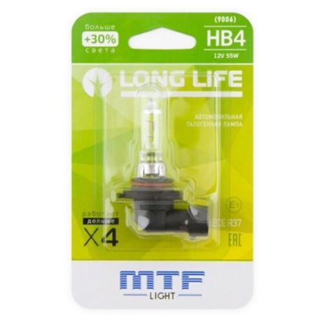 Лампа автомобильная галогенная MTF Long Life HLL12B4b HB4 12V 55W 1 шт.