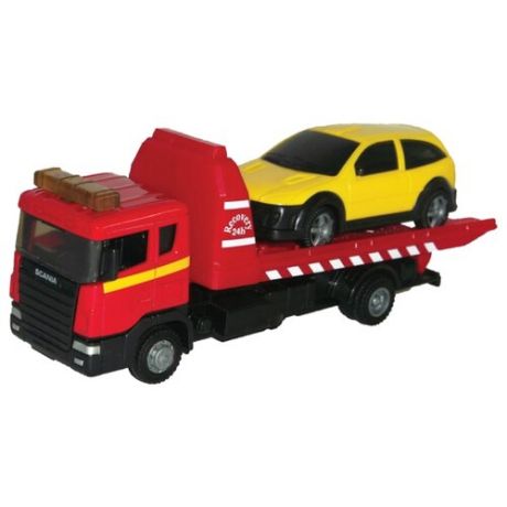 Набор машин Autotime (Autogrand) Scania Tow Truck с машинкой (60582-00/48743) 1:48 красный / желтый