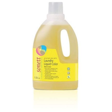 Жидкость Sonett для цветных тканей Мята и лимон, 1.5 л, бутылка