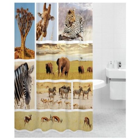 Штора для ванной Bath Plus Africa 180х200 бежевый/зеленый