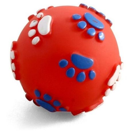 Мячик для собак Triol с лапками 12101097 красный