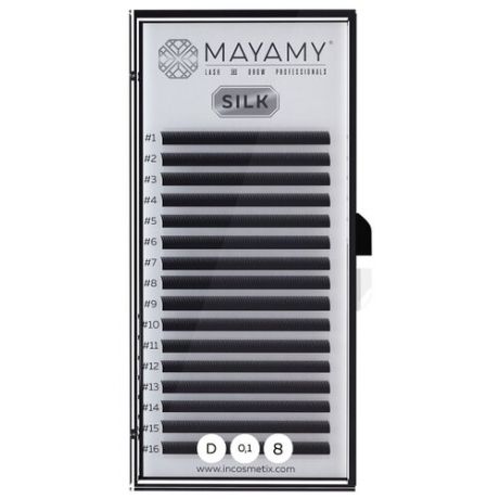 Innovator Cosmetics Ресницы Mayamy Silk 16 линий 8 мм D-изгиб 0.1 мм черный