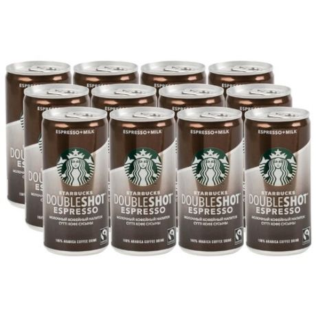 Молочный кофейный напиток Starbucks Doubleshot Espresso, 0.2 л , 12 шт.