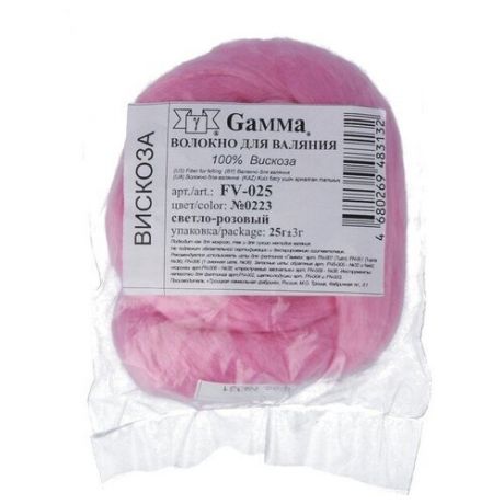 Gamma Волокно для валяния 100% вискоза 25 г (FV-025) 0223 розовый
