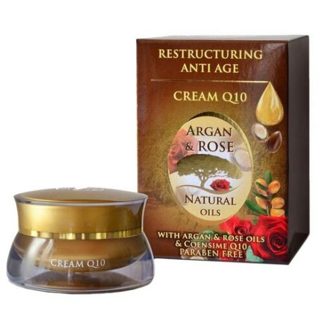 Крем Bulfresh Restructuring Anti Age Cream Q10 Argan & Rose против морщин с аргановым маслом, натуральным болгарским розовым маслом и Коэнцимом Q10 для лица 40 мл