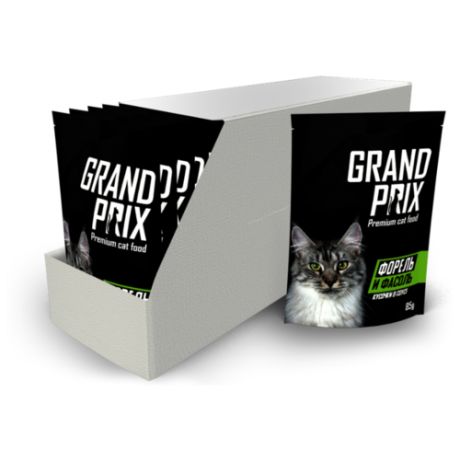 Корм для кошек GRAND PRIX с форелью и с фасолью 24шт. х 85 г (кусочки в соусе)