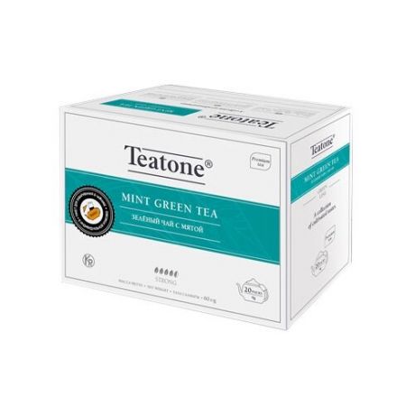 Чай зеленый Teatone Mint в пакетиках для чайника, 20 шт.