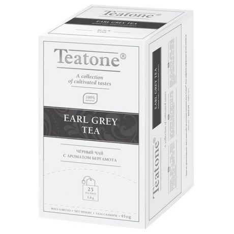 Чай черный Teatone Earl grey в пакетиках, 25 шт.