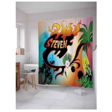 Штора для ванной JoyArty Серфинг граффити Стивен 180х200 разноцветный