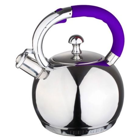 Zillinger Чайник со свистком ZL-5009-30 3 л серебристый/фиолетовый