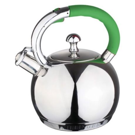 Zillinger Чайник со свистком ZL-5009-30 3 л серебристый/зеленый