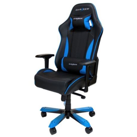 Компьютерное кресло DXRacer King OH/KS57 игровое, обивка: искусственная кожа, цвет: черный/синий