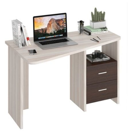 Письменный стол Мэрдэс Домино Lite СКЛ-Трап120, 120х72 см, тумба: справа, цвет: карамель/шамони