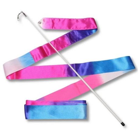 Палочка с лентой для художественной гимнастики Indigo АВ236-14 белый/синий/розовый