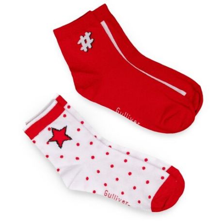 Носки Gulliver Baby комплект 2 пары размер 26-28, красный/белый