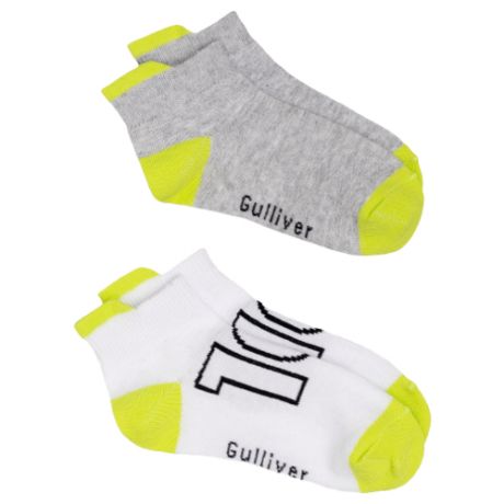 Носки Gulliver Baby комплект 2 пары размер 18-20, серый/белый/желтый