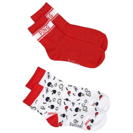 Носки Gulliver Baby комплект 2 пары размер 18-20, красный/белый