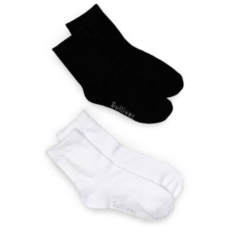 Носки Gulliver Baby комплект 2 пары размер 22-24, черный/белый