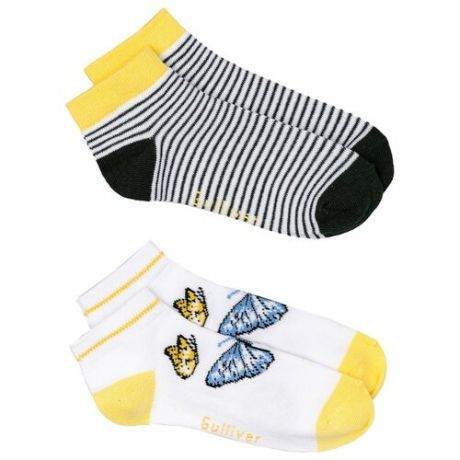 Носки Gulliver Baby комплект 2 пары размер 18-20, белый/черный/желтый
