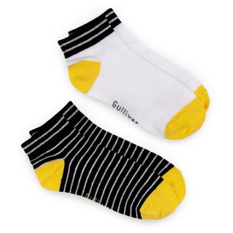 Носки Gulliver Baby комплект 2 пары размер 26-28, белый/черный/желтый