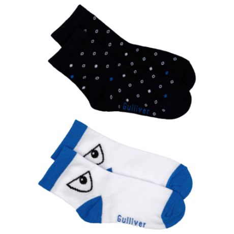 Носки Gulliver Baby комплект 2 пары размер 18-20, синий/белый/черный