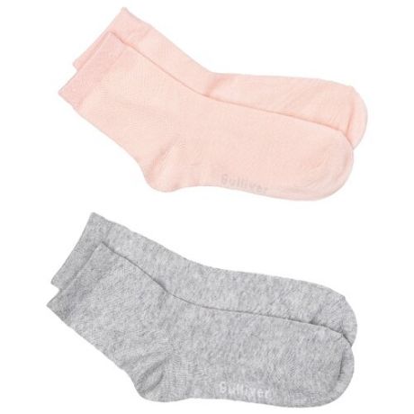 Носки Gulliver Baby комплект 2 пары размер 18-20, розовый/серый