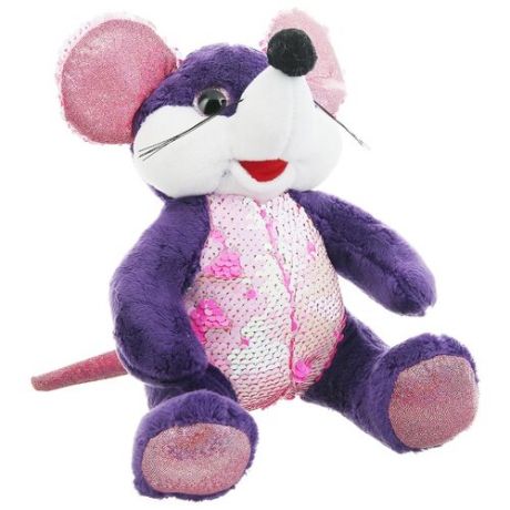 Мягкая игрушка ABtoys Мышка с пайетками фиолетовая 20 см