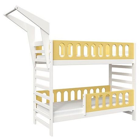 Двухъярусная кровать детская Domus Mia Loft Alfa, размер (ДхШ): 185.6х92 см, спальное место (ДхШ): 180х80 см, каркас: массив дерева, цвет: желтый