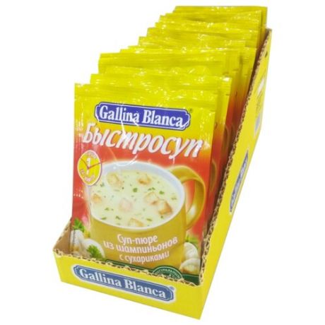 Gallina Blanca Быстросуп Суп-пюре из шампиньонов с сухариками (24 шт.)