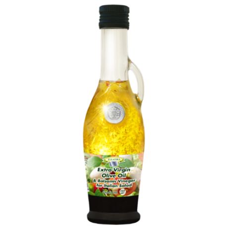 ELLATIKA Масло оливковое с бальзамическим уксусом для Итальянского салата, стеклянная бутылка Амфора 0.25 л