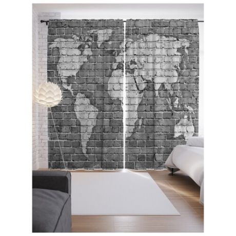 Фотошторы JoyArty Карта на стене на ленте 265 см серый
