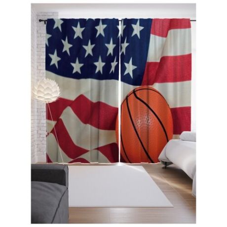 Фотошторы JoyArty Баскетбол в Америке на ленте 265 см белый/оранжевый/синий