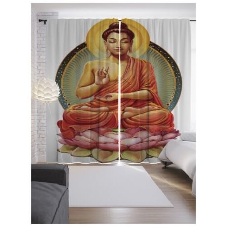 Фотошторы JoyArty Будда и медитация на ленте 265 см красный/желтый/серый