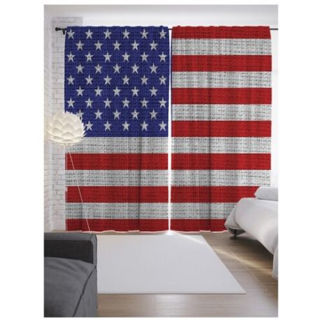Фотошторы JoyArty Вышитый американский флаг на ленте 265 см белый/красный/синий