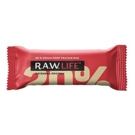 Протеиновый батончик R.A.W. Life без сахара Клубника-Протеин, 47 г
