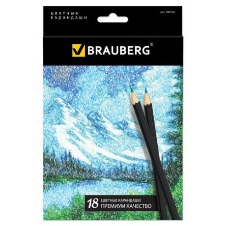 BRAUBERG Карандаши цветные Artist line 18 цветов (180554)