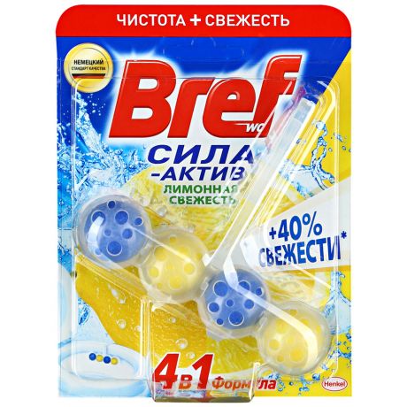 Средство для унитаза Bref Сила-актив Лимонная свежесть формула 4 в 1 51 г